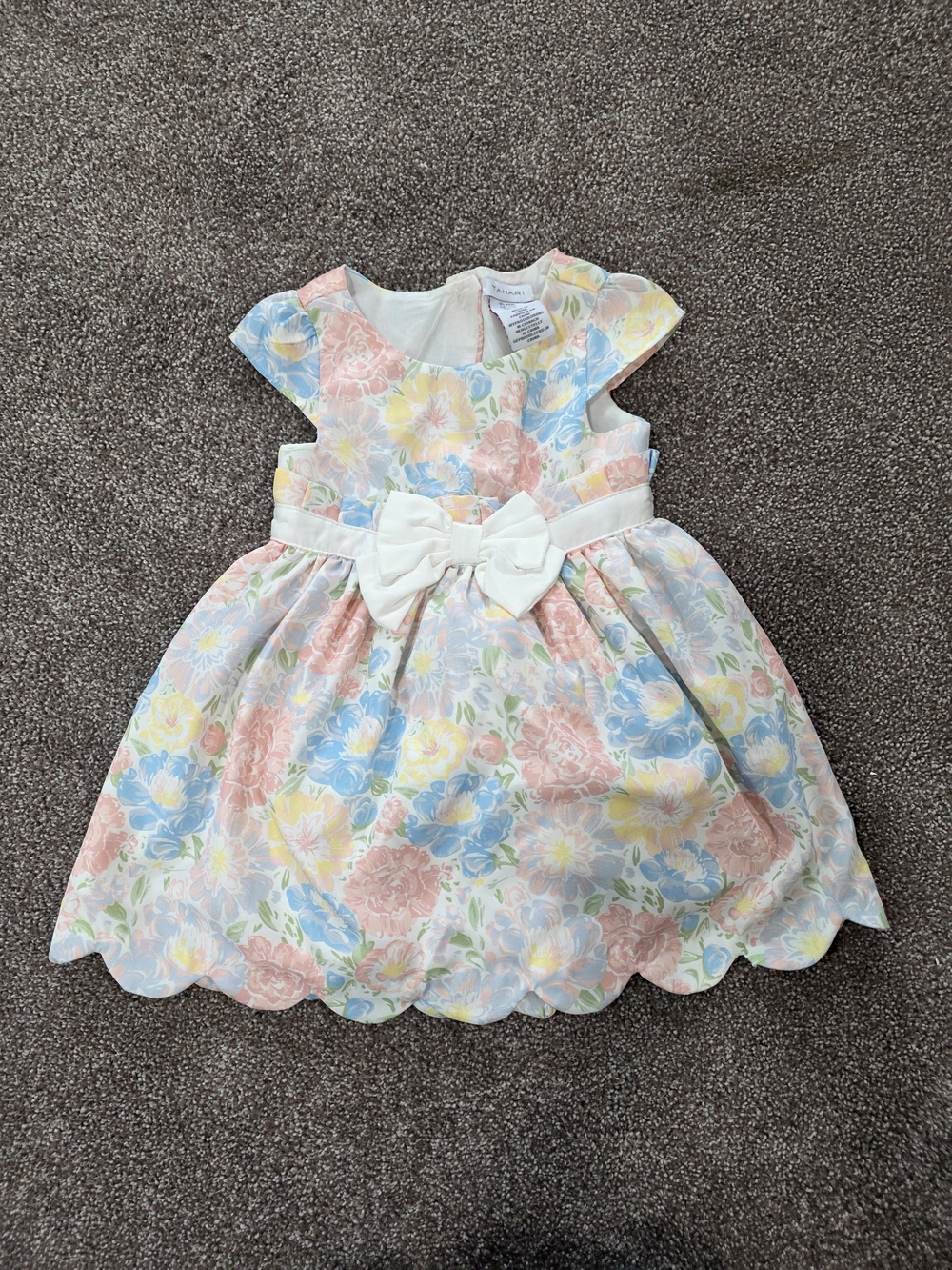 Tahari Pastel Floral Bow Dress - Pink, Blue, Yellow